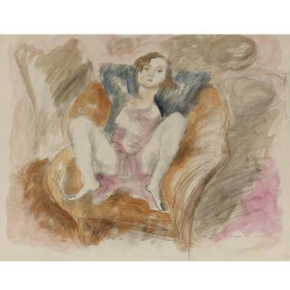 Jules Pascin - Petite Fille À La Chaise Longue (Rebecca)