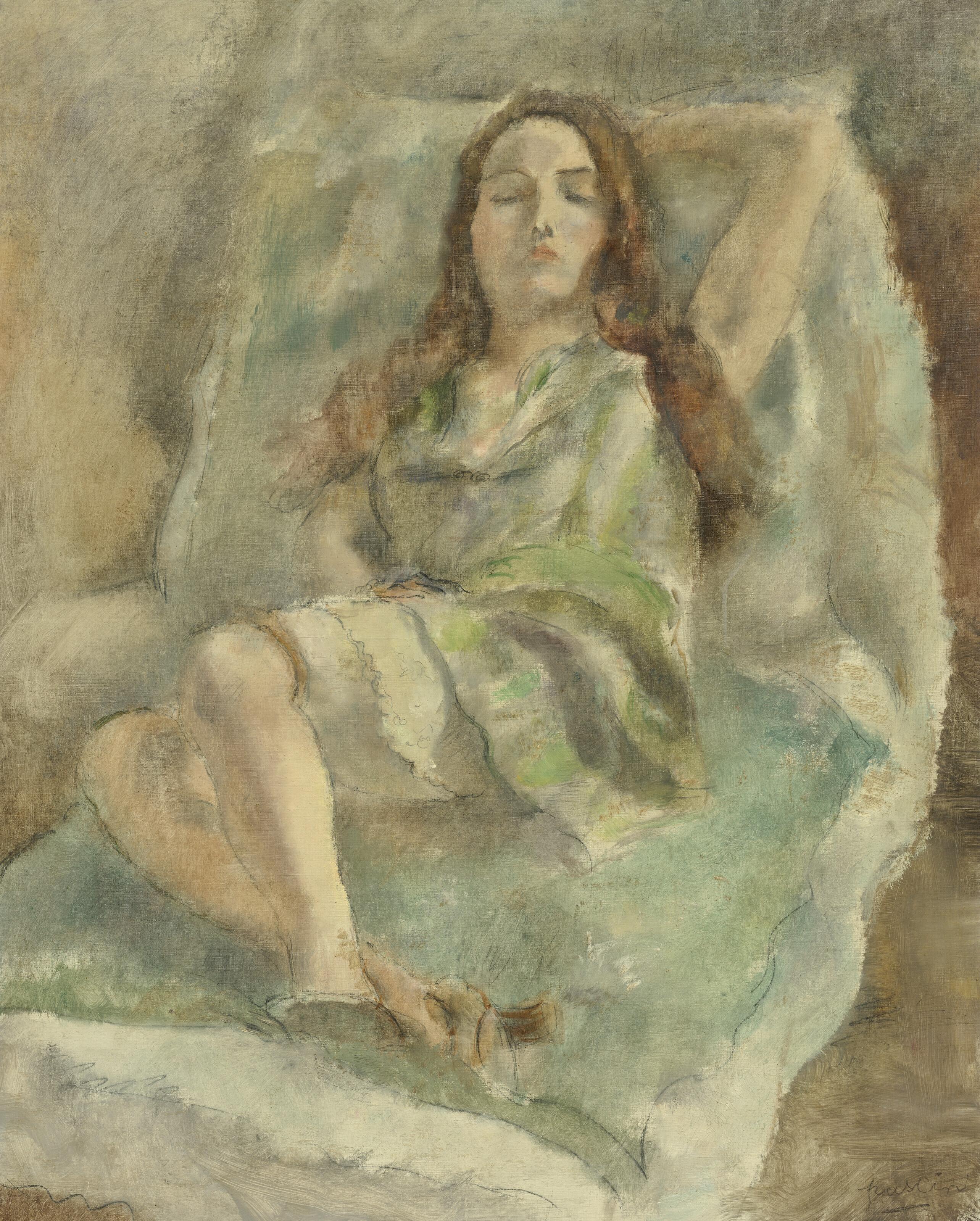 Jules Pascin - Rousse à la robe verte