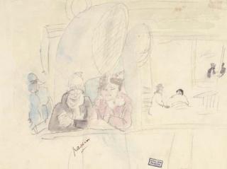 Jules Pascin - Sur le bateau : Paysage : Femmes debout