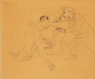 Jules Pascin - Un garçon et une femme assise