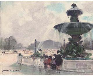 Jules René Hervé - A la Fontaine, Tuileries