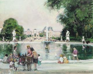 Jules René Hervé - Grand bassin rond, Jardins de Tuileries, Paris