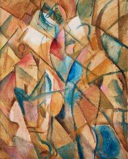 Jules Schyl - Cubist landscape with horse and rider