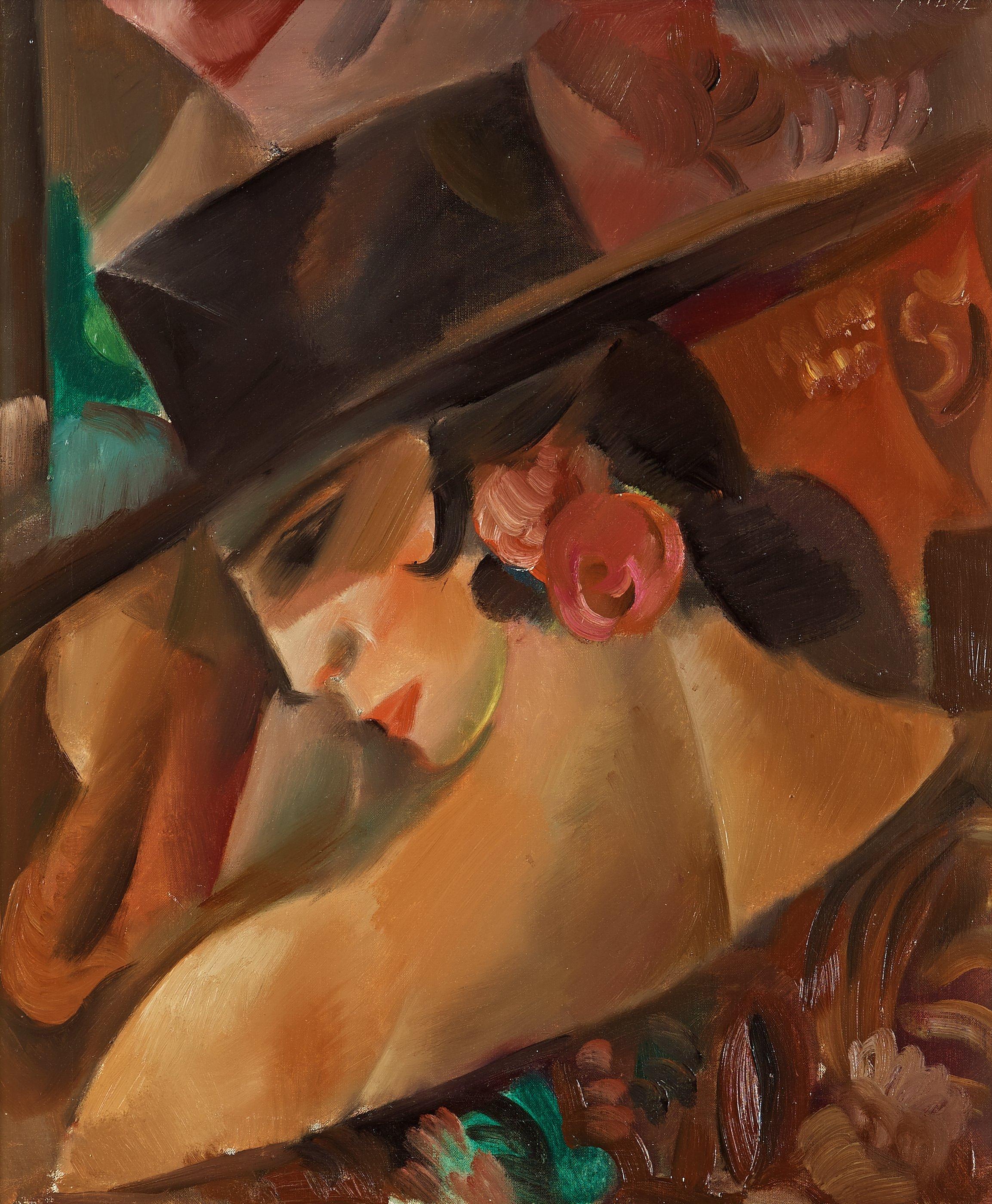 Jules Schyl - Spanish woman in black hat