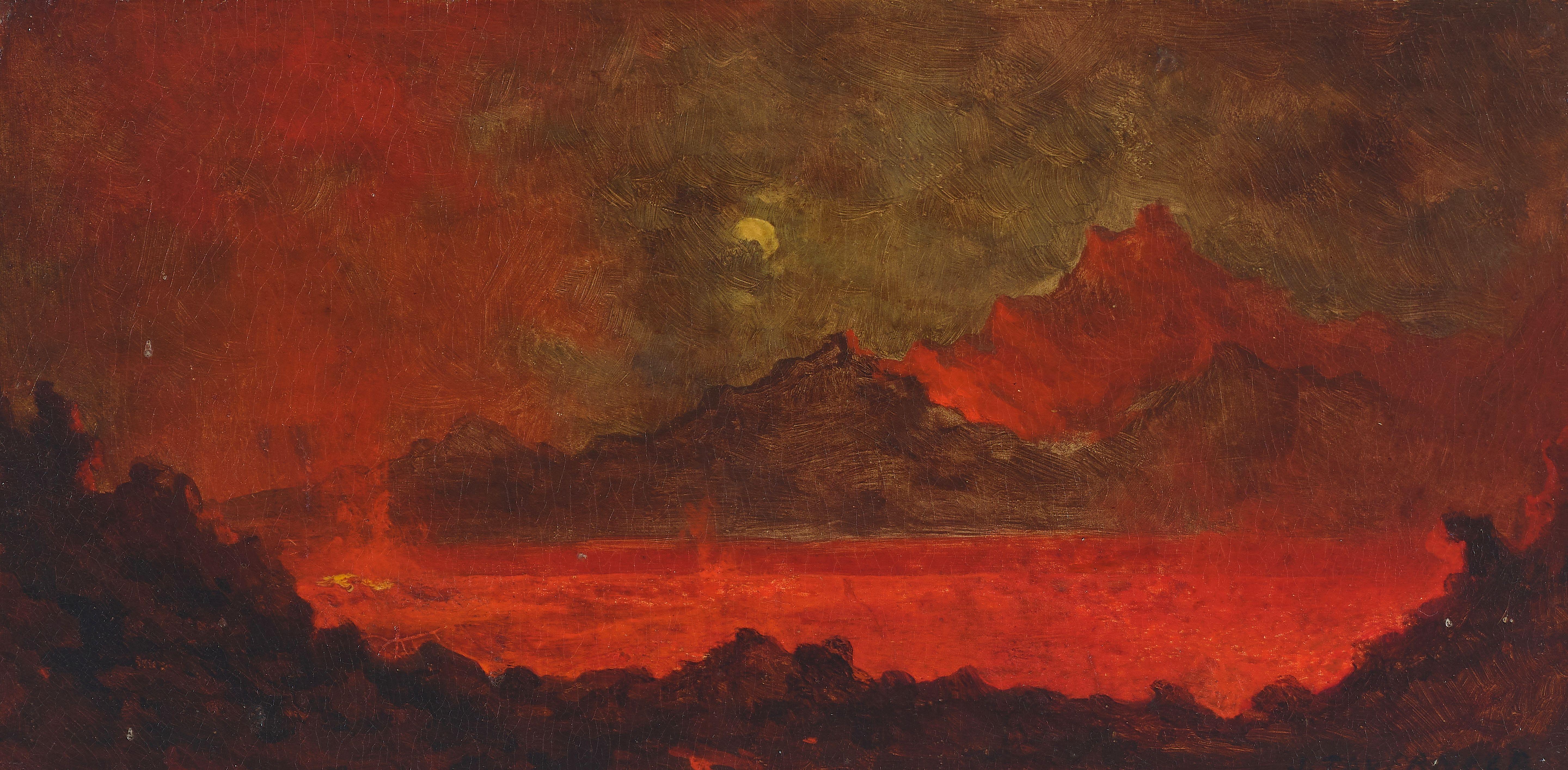 Jules Tavernier - Kilauea Caldera by Moonlight