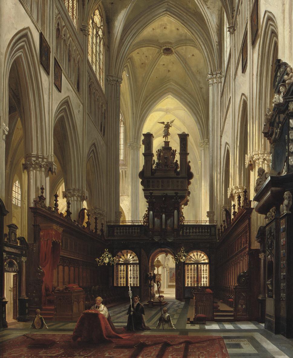 Jules Victor Genisson - A Gothic Church Interior
