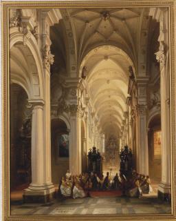 Jules Victor Genisson - An evening service in the Church at Averbode, Belgium.