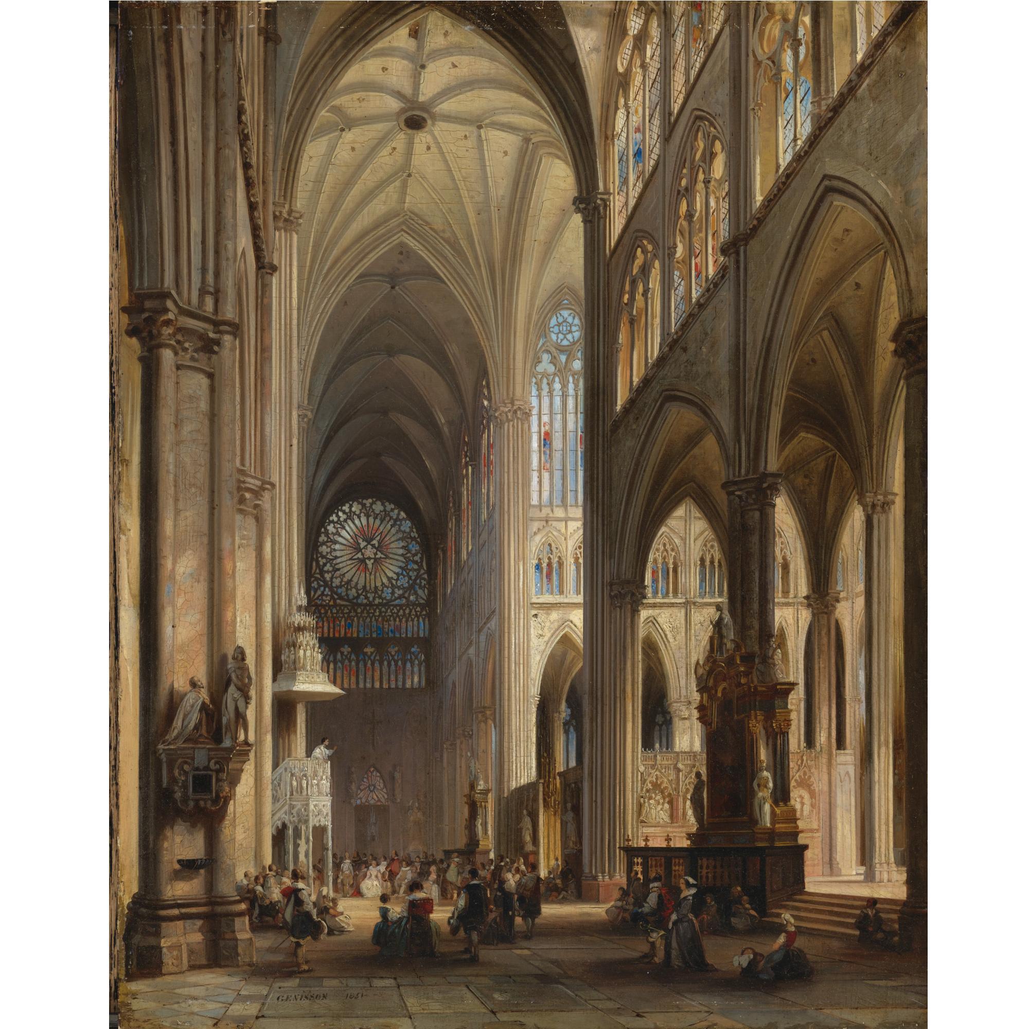Jules Victor Genisson - Belgian Cathedral Interior