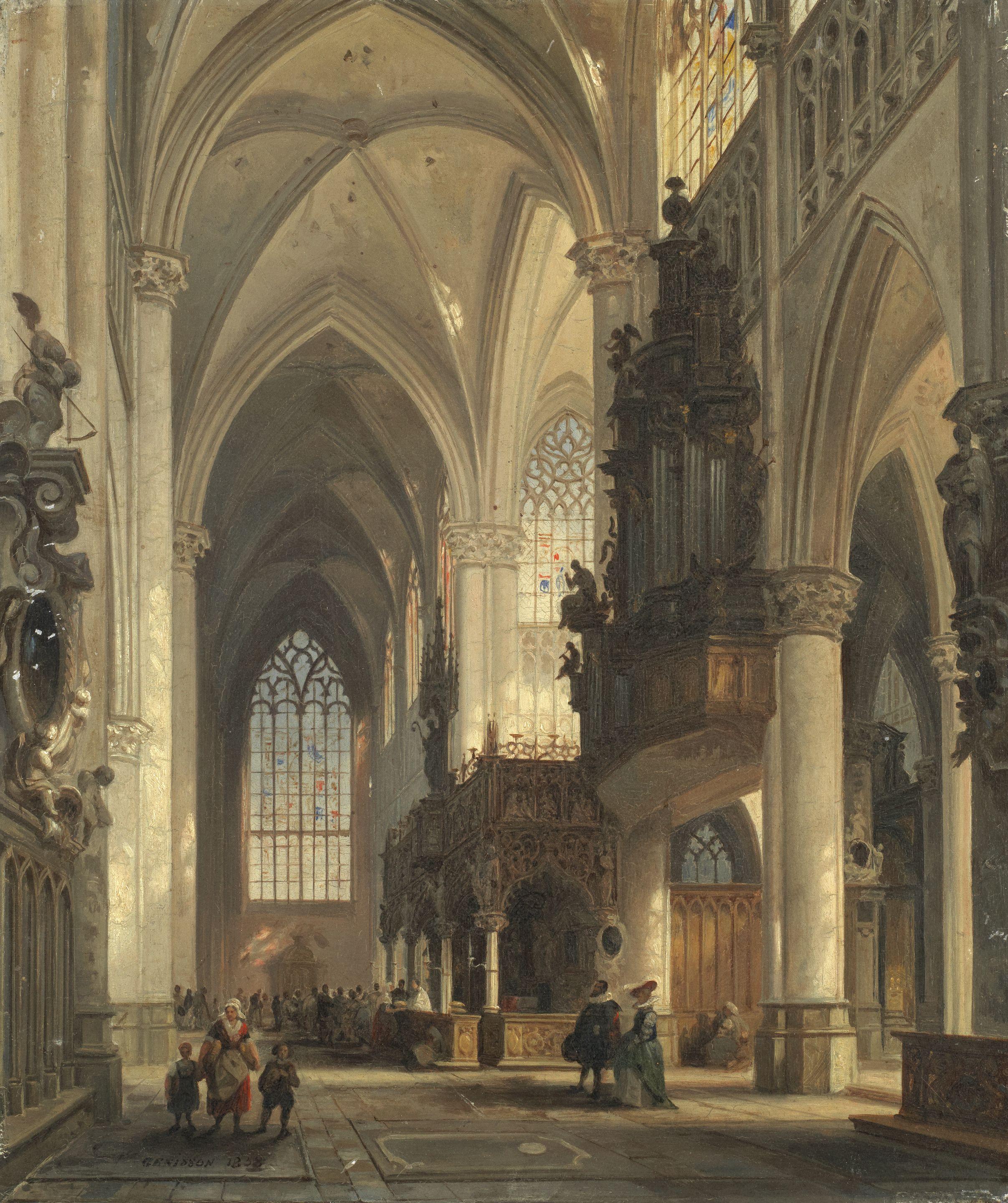 Jules Victor Genisson - Cathedral Interiors, A Pair