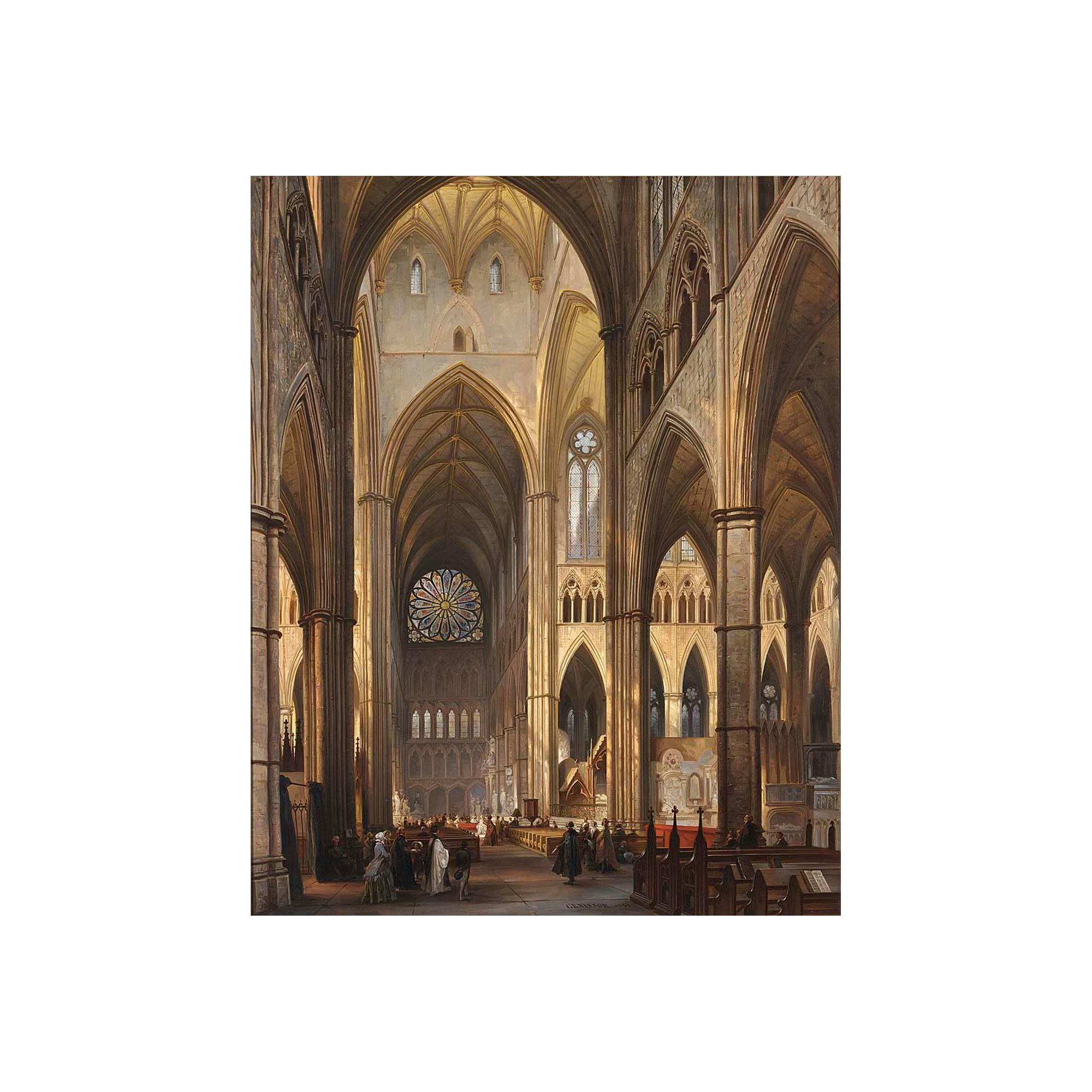 Jules Victor Genisson - Figures In The Interior Of A Cathedral