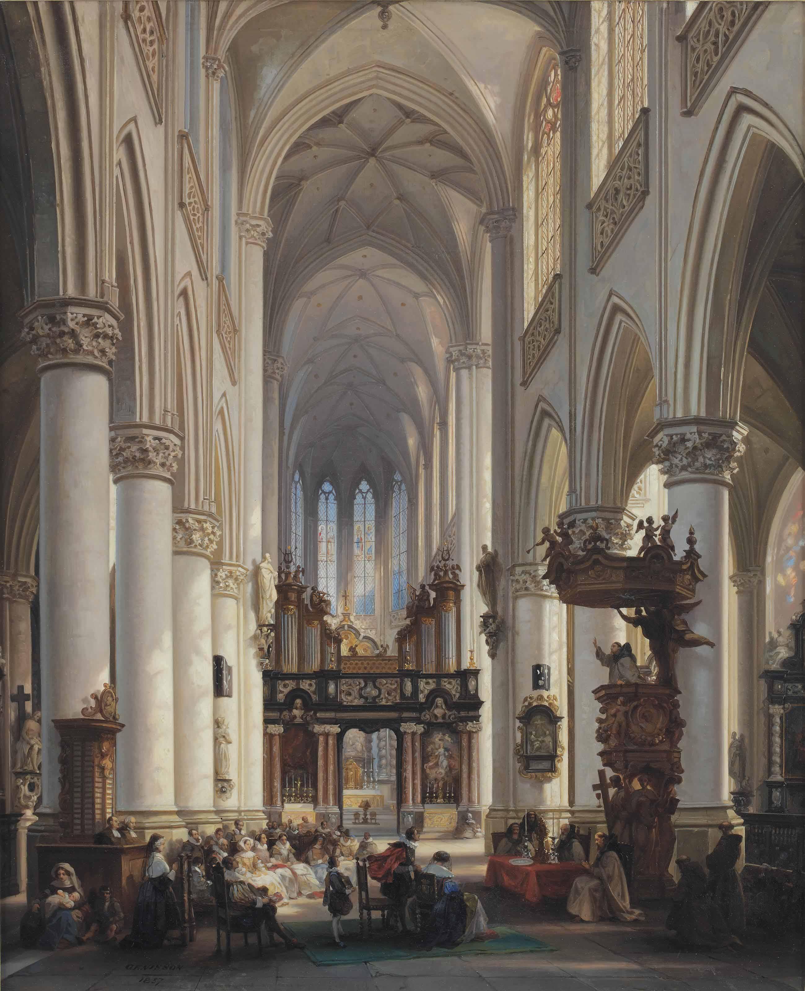 Jules Victor Genisson - Interior of the Saint Jacobskerk in Antwerp