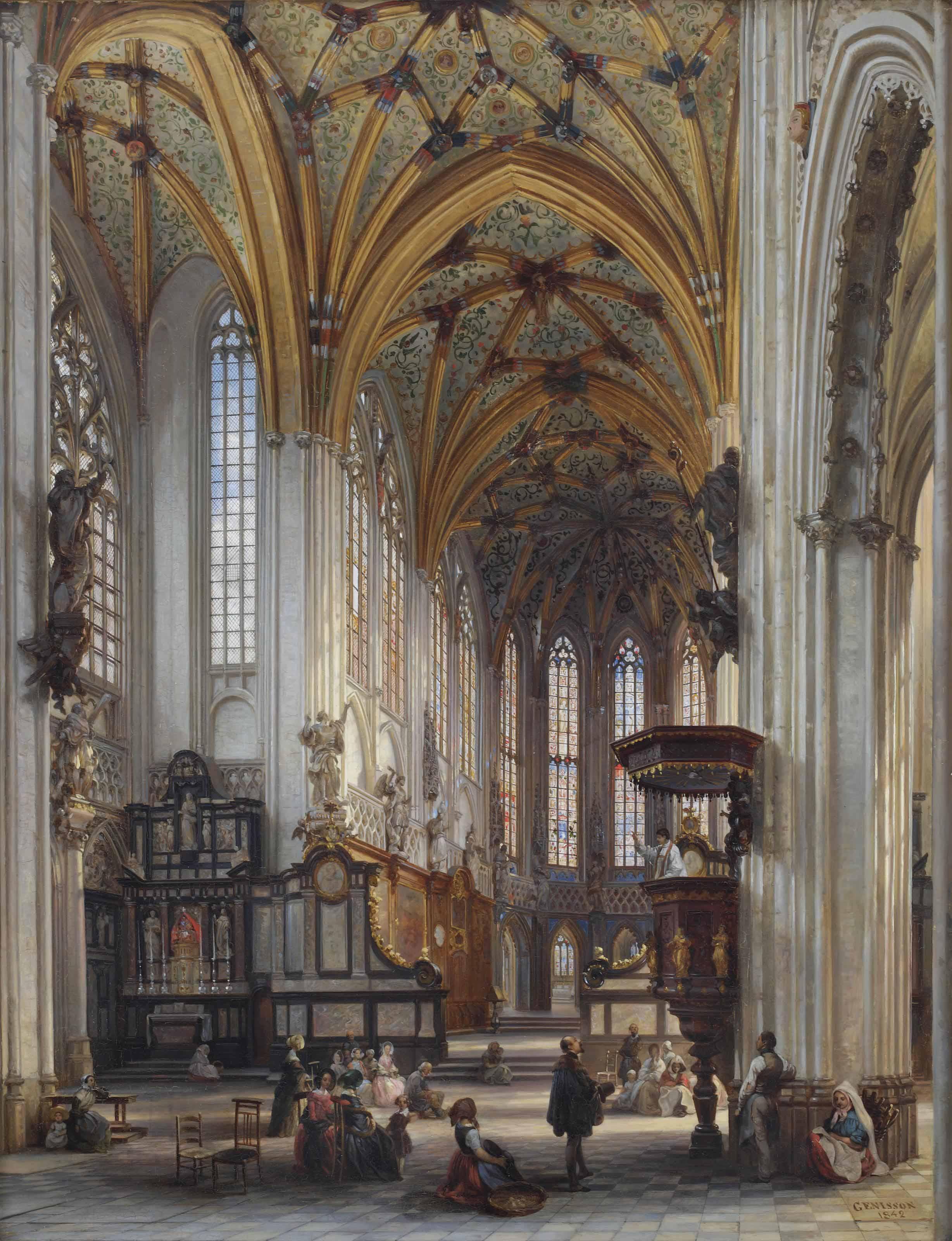 Jules Victor Genisson - Interior of the Saint-Jacques-le-Mineur Church, Liège