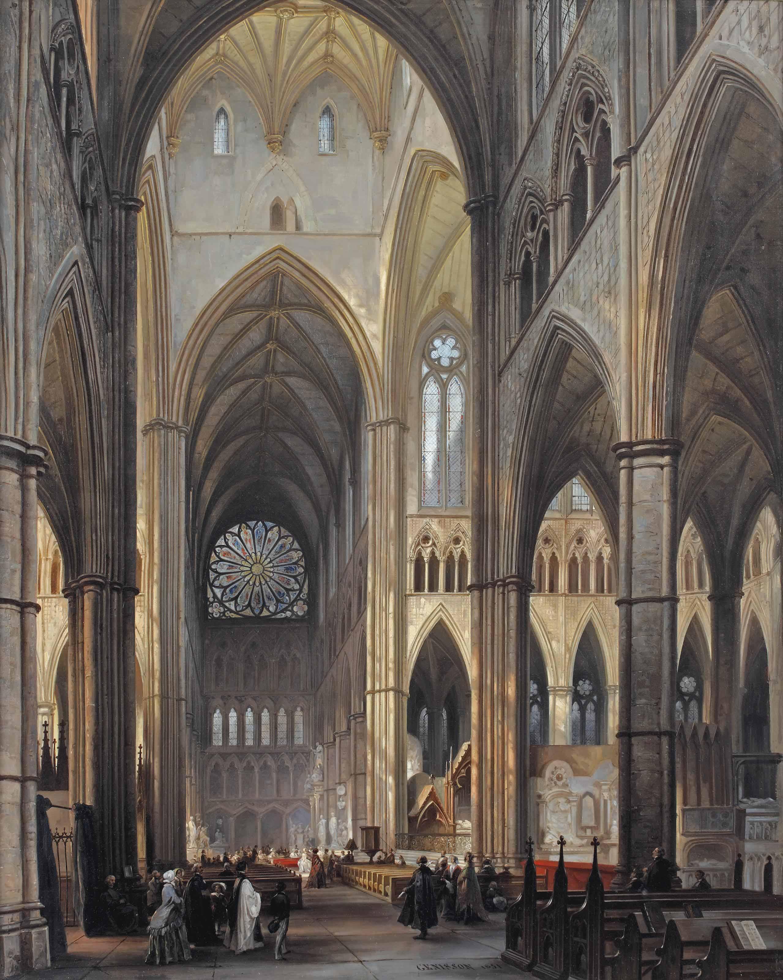 Jules Victor Genisson - The Interior Of Westminster Abbey, London
