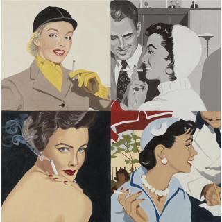 Julia Jacquette - Woman Smoking: White Hat