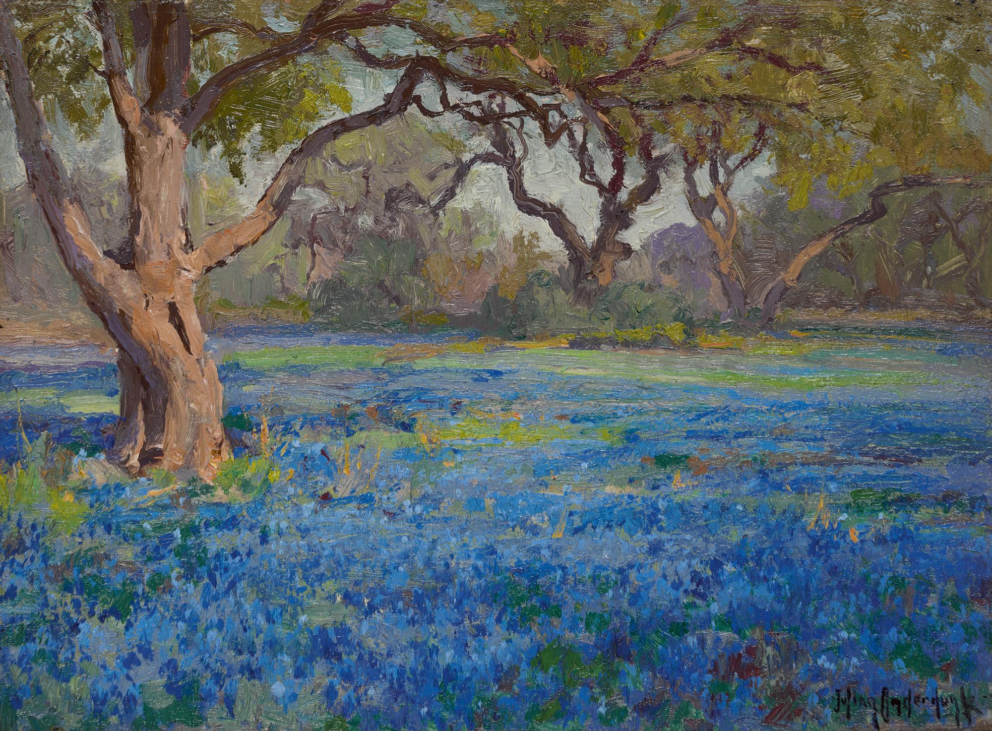 Julian Onderdonk - A Field Of Blue Bonnets At Alamo Heights
