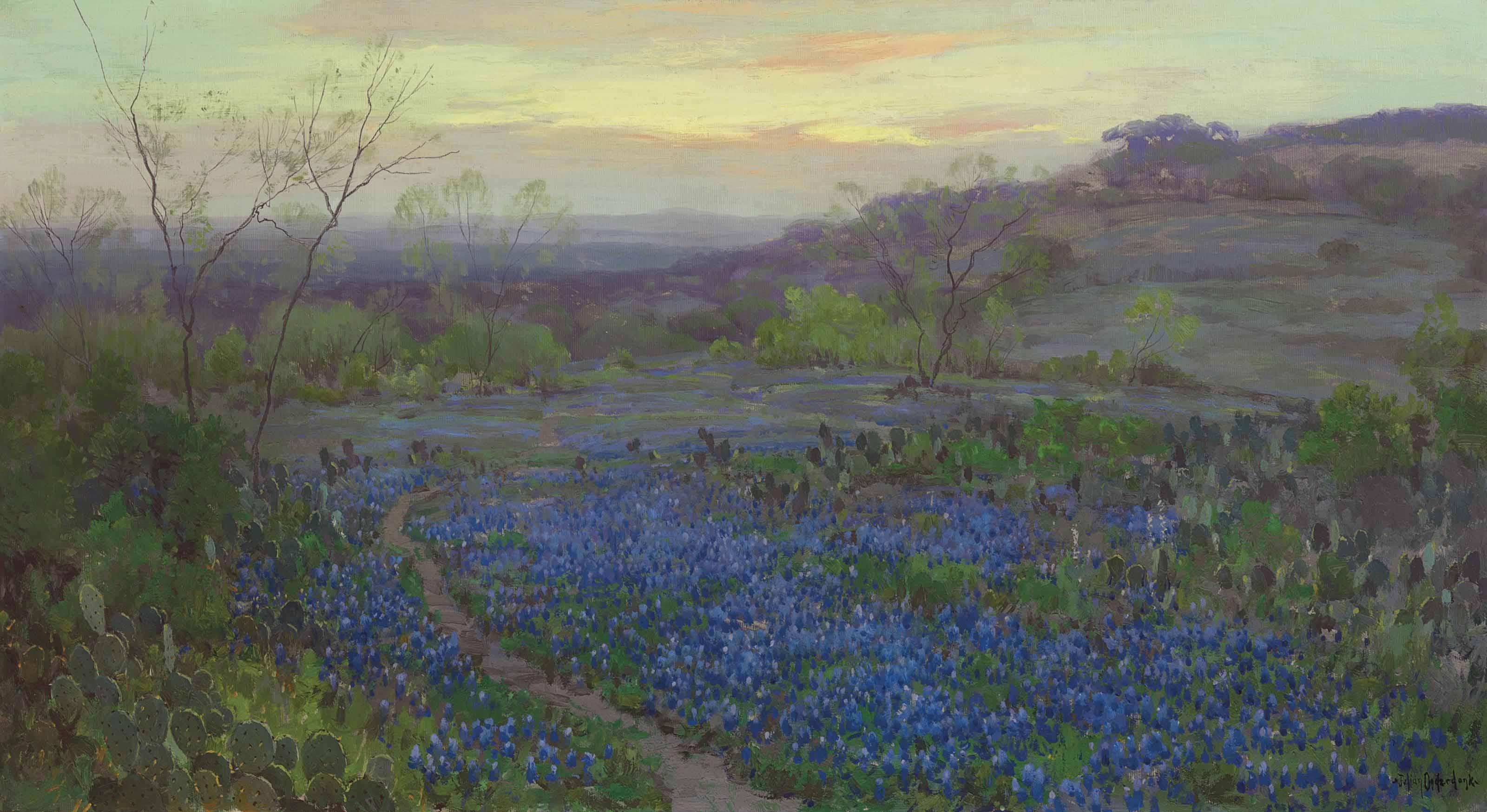 Julian Onderdonk - Blue Bonnets at Twilight