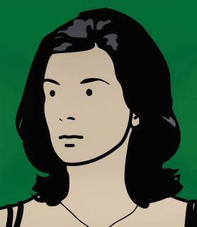 Julian Opie - Christine, receptionist (hair down, side view)