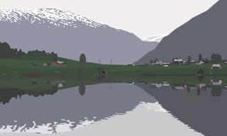 Julian Opie - I Had Made A Couple Of Animated Films Of Rippling Water But I Had An Idea Of A Landscape Painting With Water Moving In The Foreground...