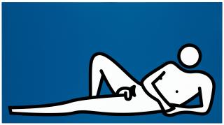 Julian Opie - Male Nude Lying Knee Up On Elbow