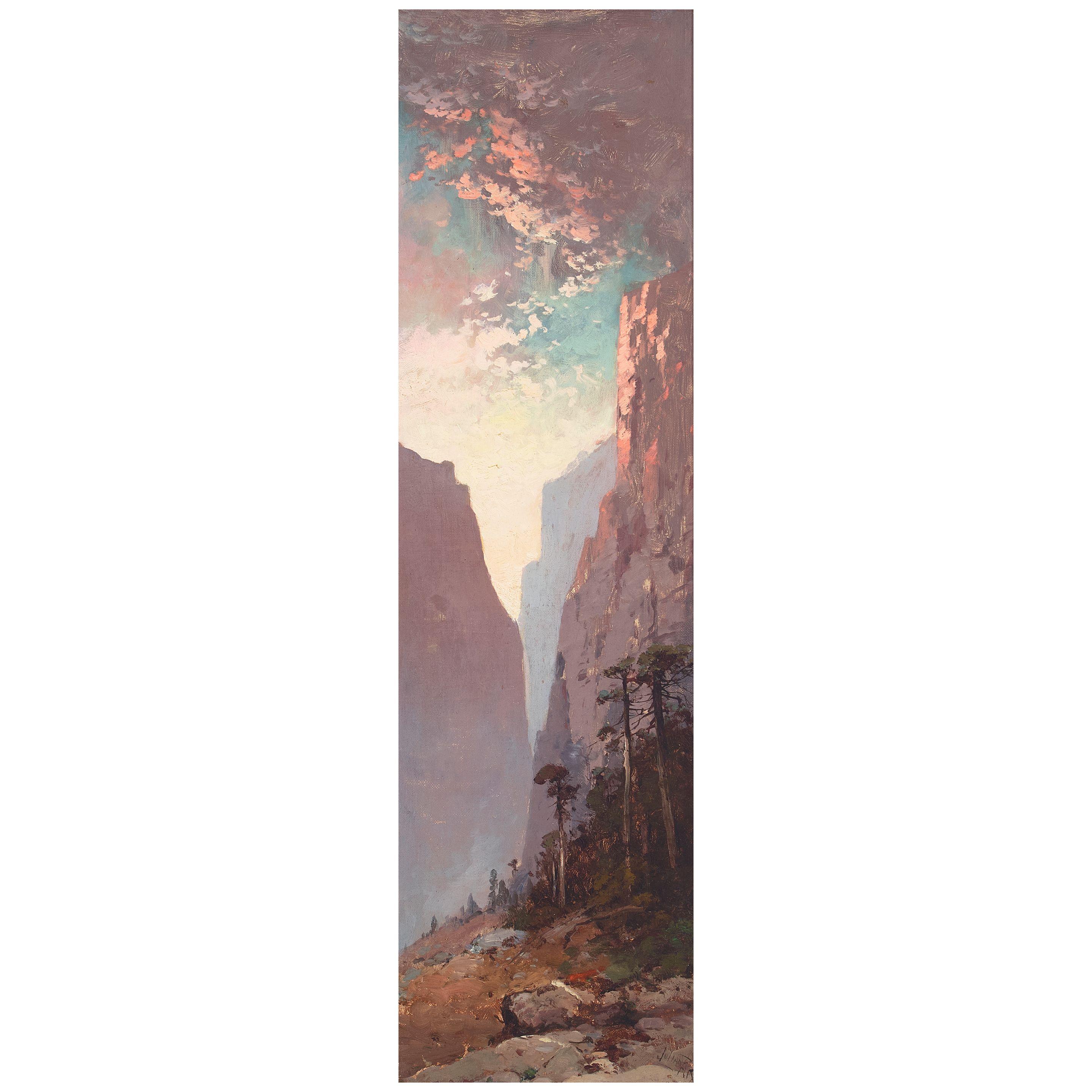 Julian Rix - Canyon Below Mount Lyell 25 1/2 x 7 1/4 in. framed 32 1/2 x 14 1/2 in.