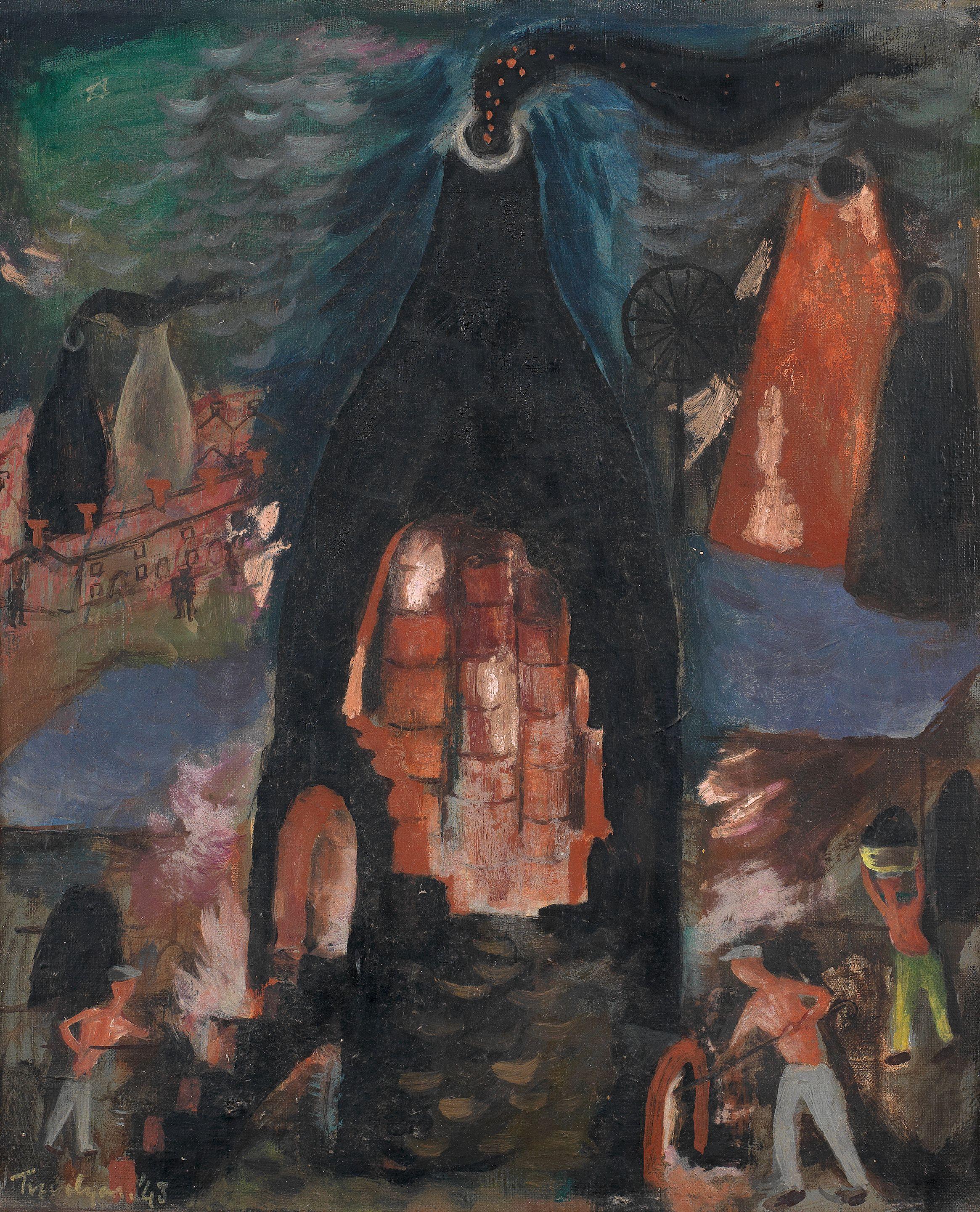 Julian Trevelyan R.A. - Kiln Firing at Night