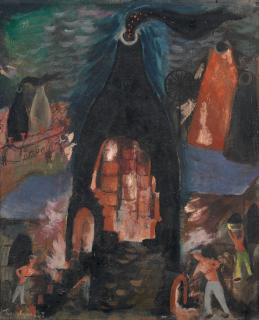 Julian Trevelyan R.A. - Kiln Firing at Night