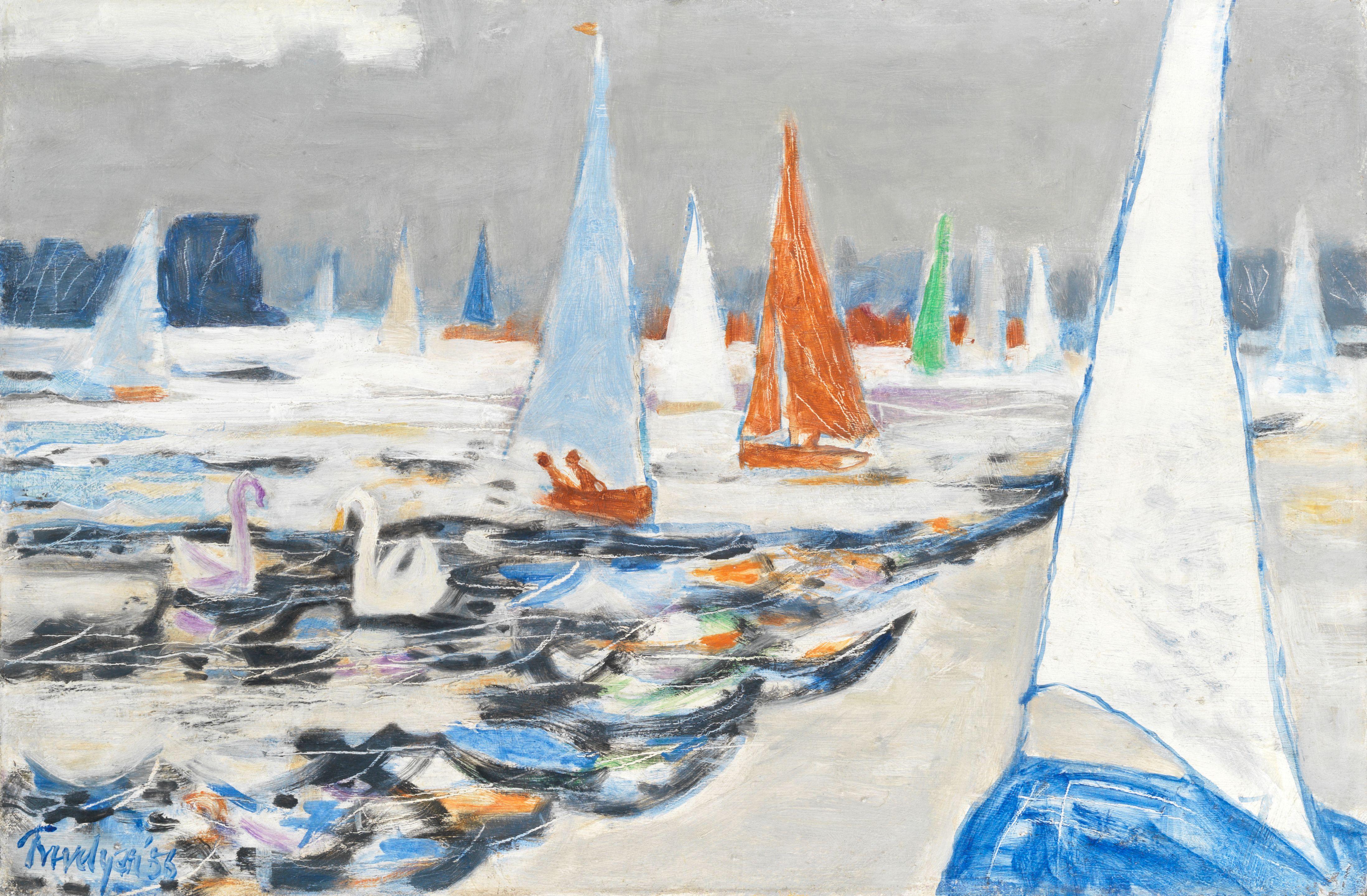 Julian Trevelyan R.A. - Thames Sailing