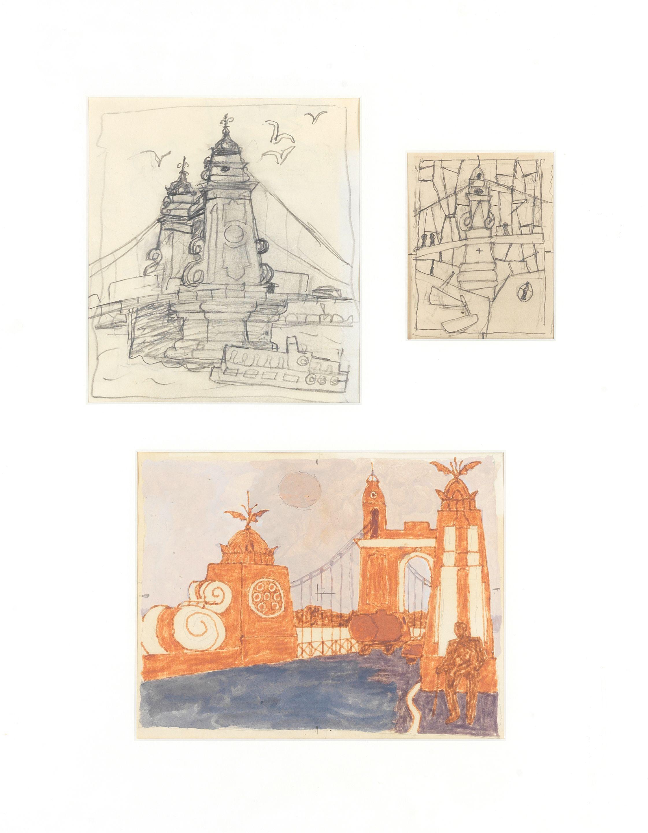 Julian Trevelyan R.A. - Three Studies of Hammersmith Bridge