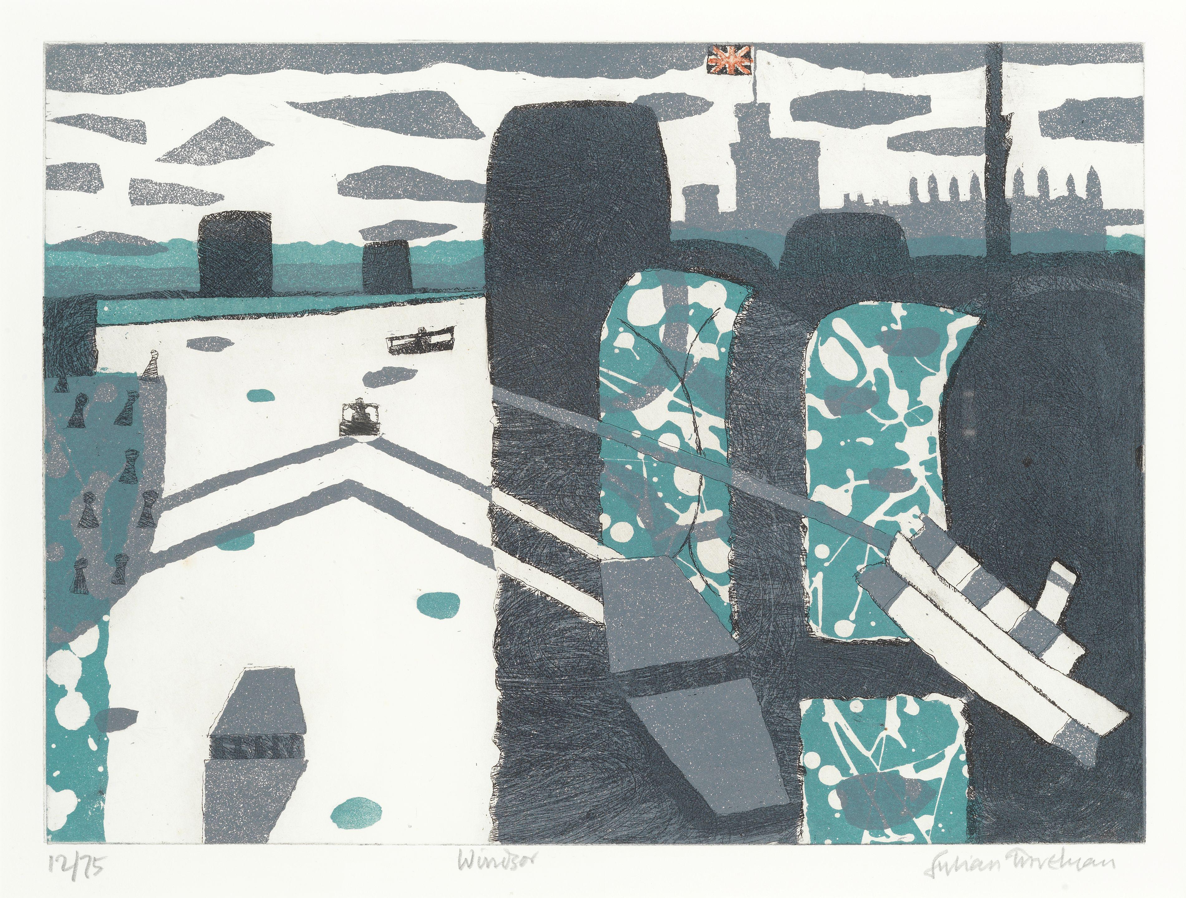 Julian Trevelyan R.A. - Windsor, From \'Thames Suite\'