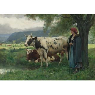 Julien Dupré - French Peasant Woman With Cows