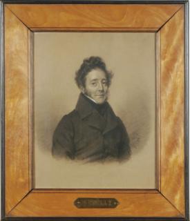 Julien Leopold Boilly - Portrait of a gentleman, half-length, in a black overcoat