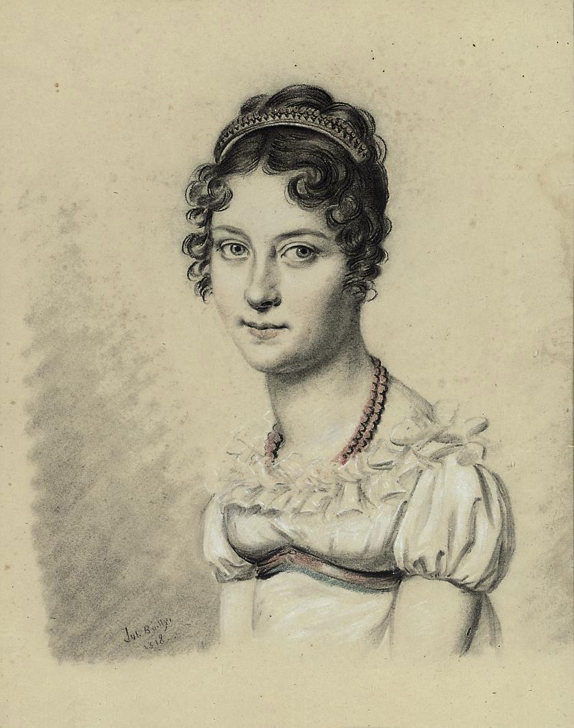 Julien-Léopold Boilly - Portrait of young girl, bust-length, wearing a coral necklace