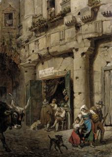 Julien Leopold Boilly - Selling vegetables on the Via de Sugherari, Rome