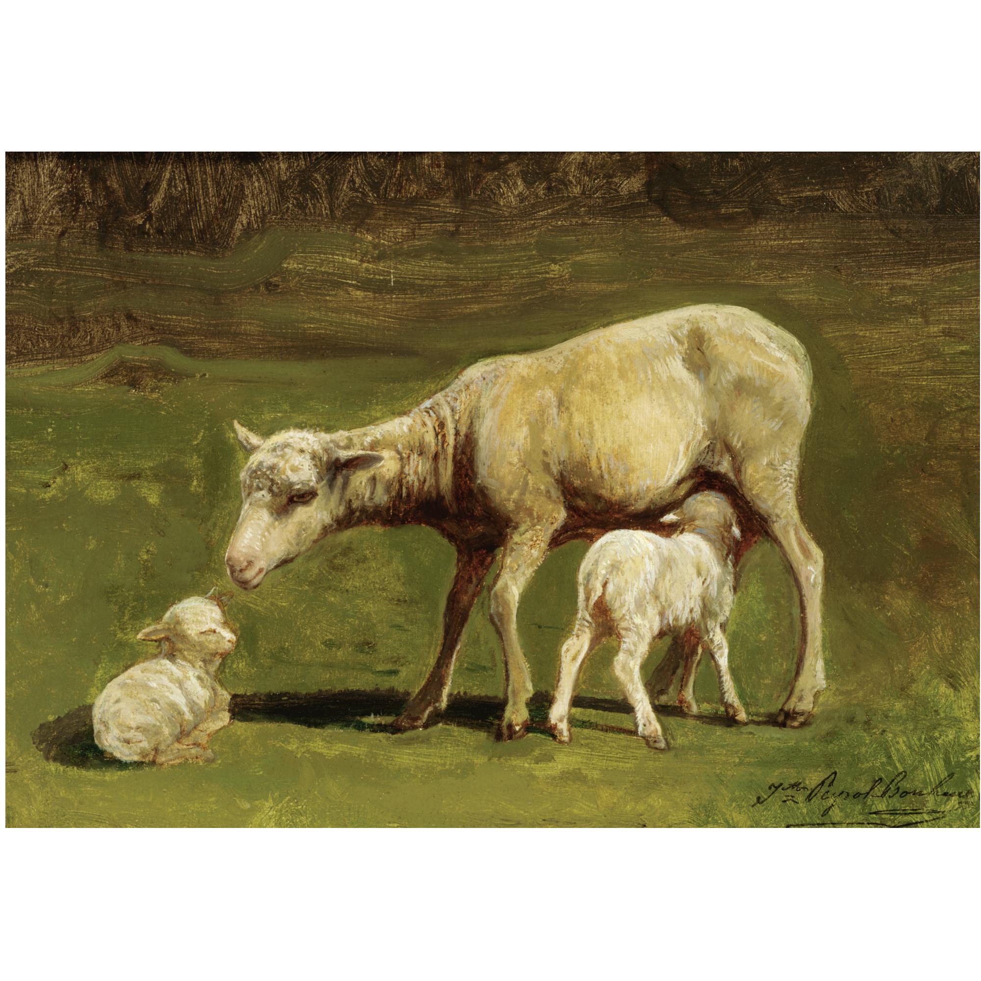 Juliette Peyrol-Bonheur - A Ewe And Two Lambs