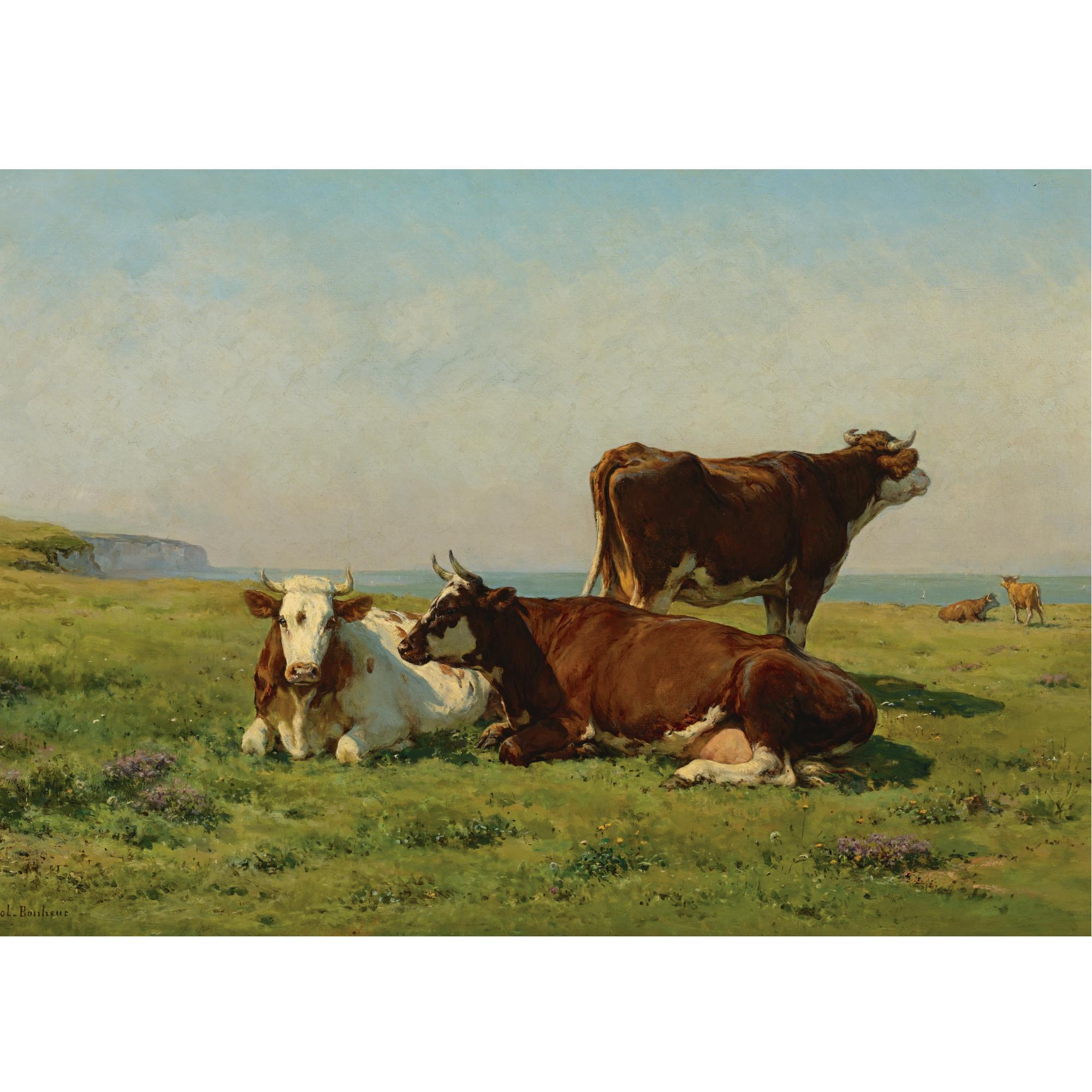 Juliette Peyrol-Bonheur - French Cows Grazing By The Sea