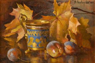 Julij Jul\'evic II Klever - Still Life With Plums And Jug.