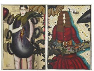 Julio Galán - El Hermano (The Eggplant Boy and the Santa Claus Girl)