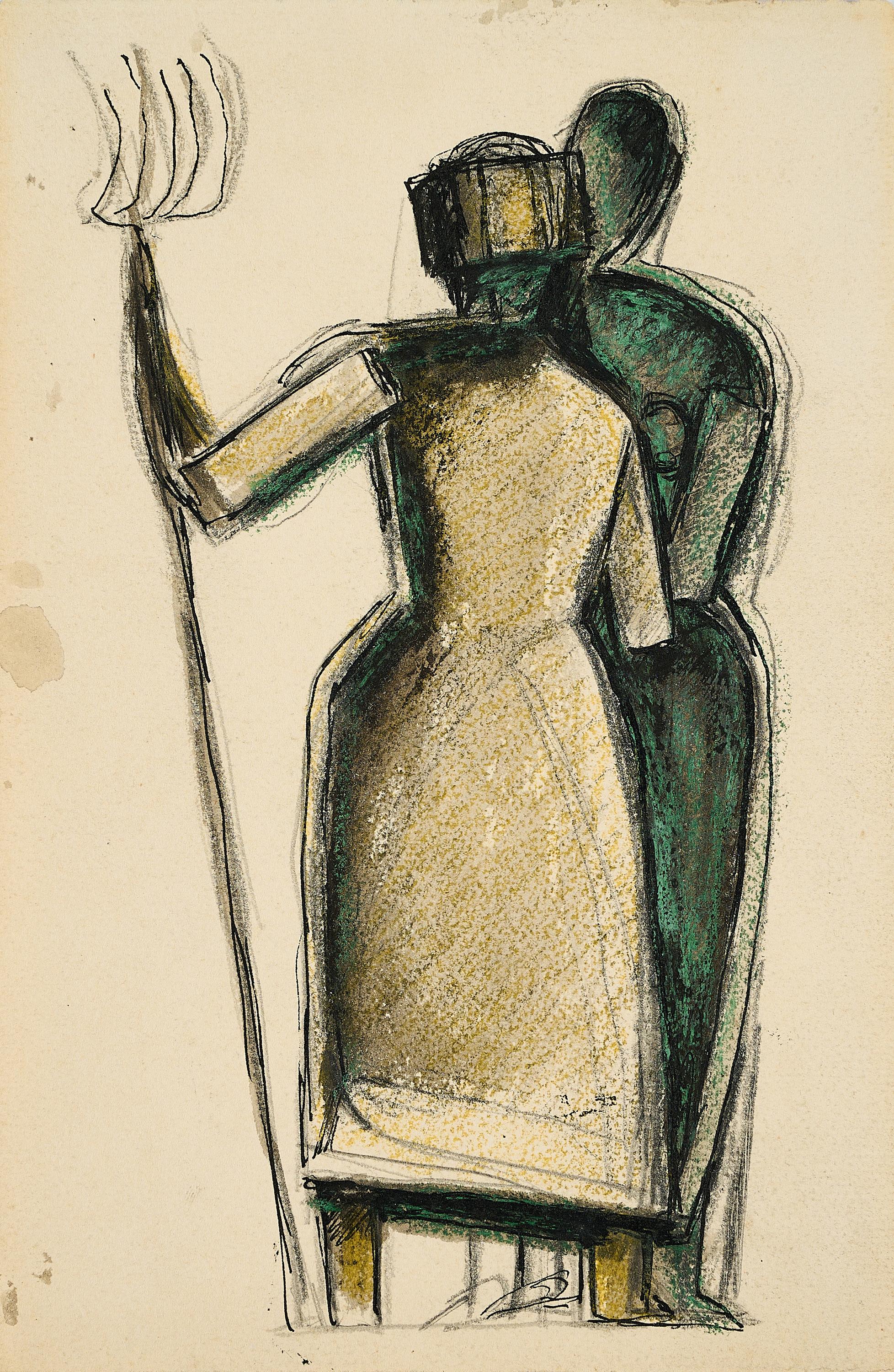 Julio Gonzalez - Deux femmes à la Fourche.