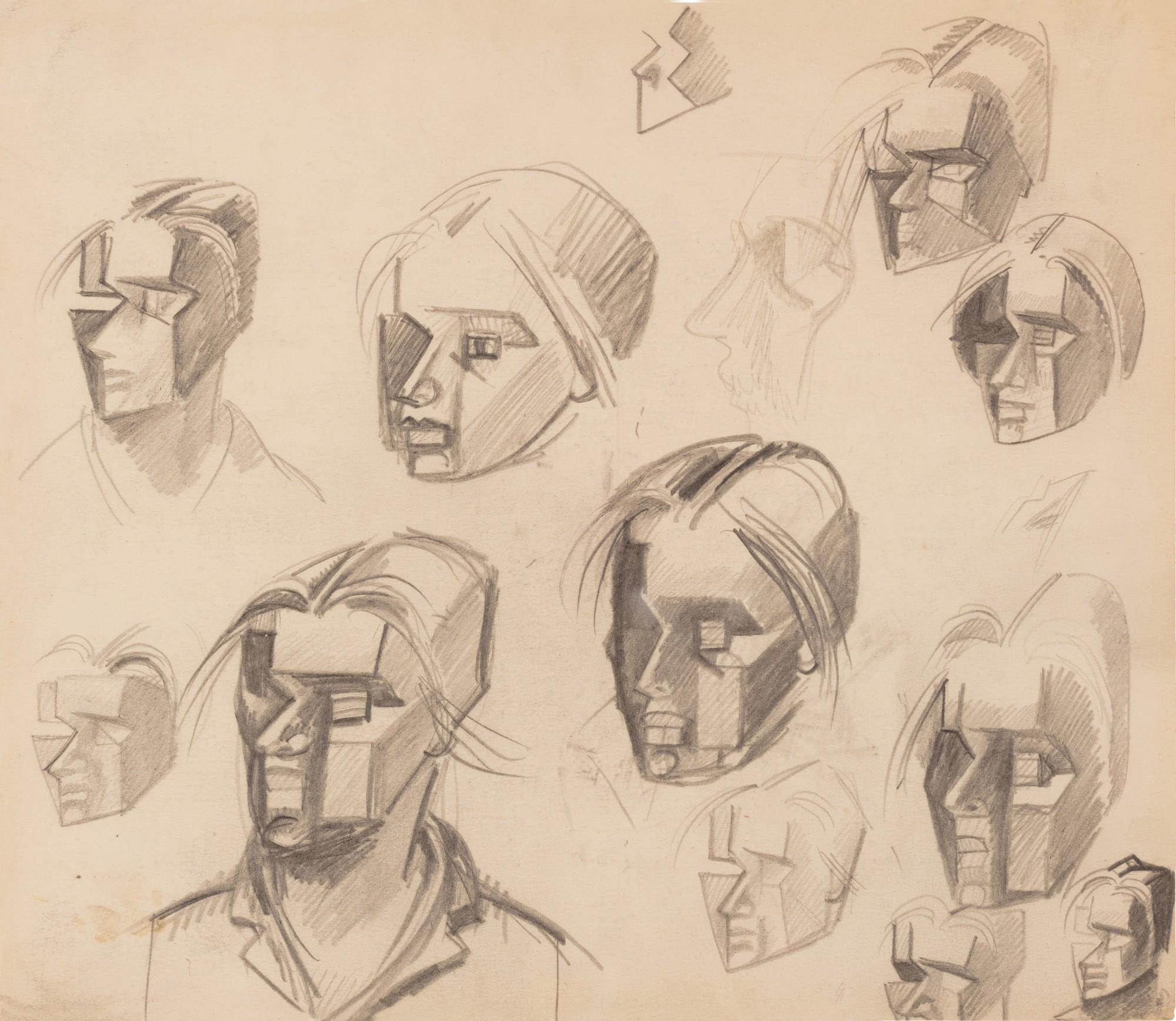 Julio González - Études de têtes cubistes