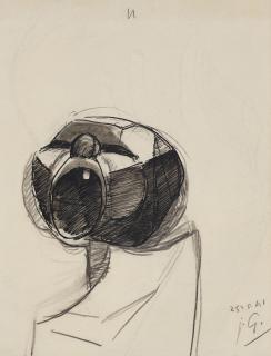 Julio González - Monstre criant (recto); Etude de main et visage (verso)