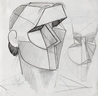 Julio González - Tête anguleuse (recto); études (verso)