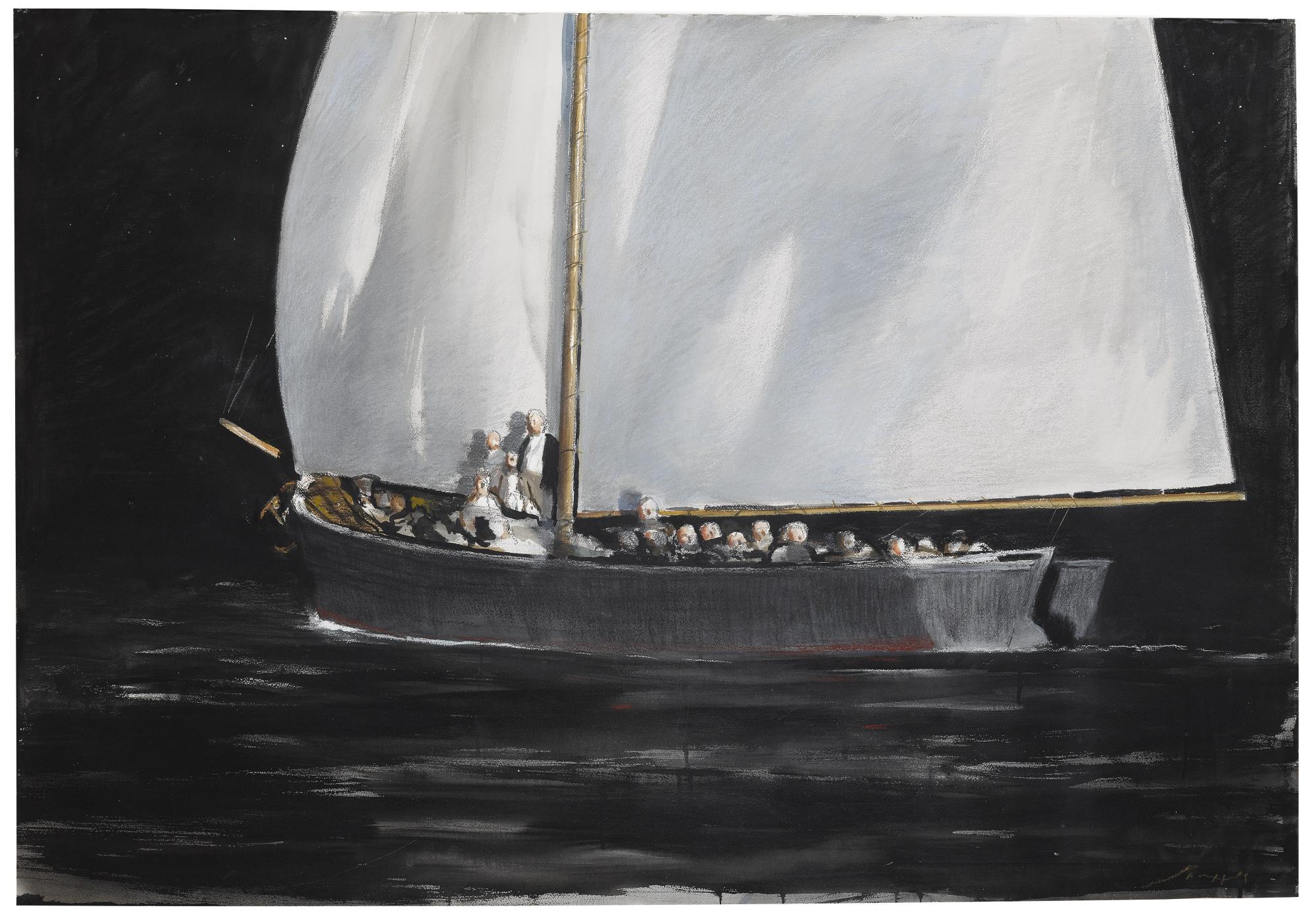 Julio Larraz - Study For \'Night Fishing\' 