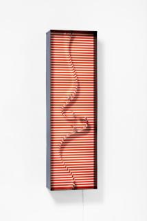 Julio Le Parc - Forme en contorsion sur trame rouge