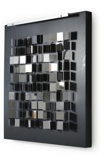 Julio Le Parc - Móvil Cuadrado Plateado Sobre Negro