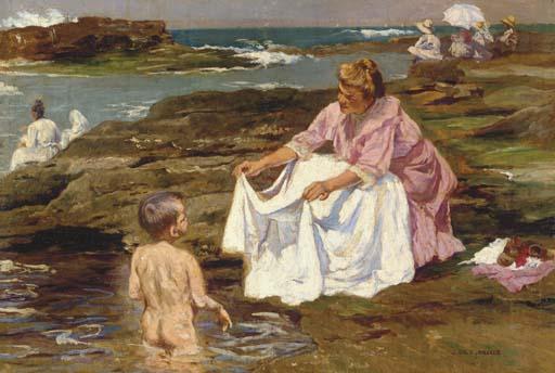Julio Vila Y Prades - Mother and Child at the Beach