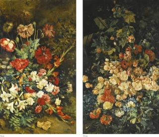 Julio Vila Y Prades - Spanish two Flower Still Lifes: A Pair