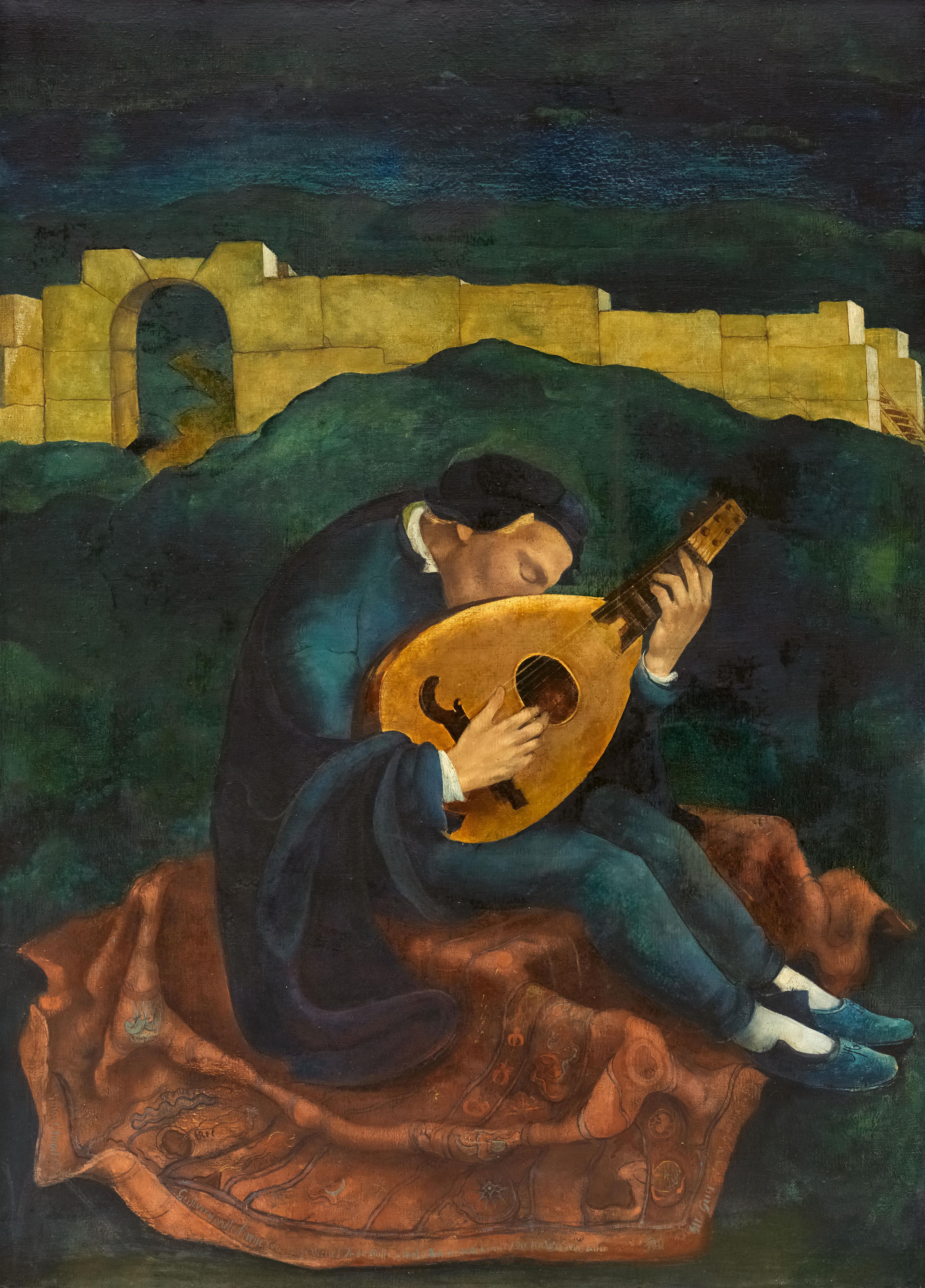 Julius Bissier - Mann, die Laute spielend