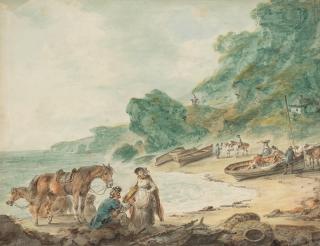 Julius Caesar Ibbetson - Fisherfolk at Steephill Cove, Isle of Wight