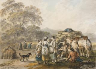 Julius Caesar Ibbetson - Harvest field, Roslin, Midlothian