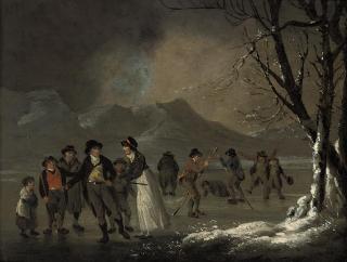 Julius Caesar Ibbetson - Skaters in the Lake District